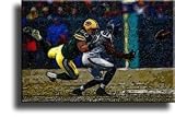 Completely Handpainted American Football Sport Painting, Custom Order FL2629, Oil on Canvas, with Option to Paint Jerry, Brett & Co. from Any Other Favorite Photograph or Picture, Unframed, Size 16" x 22" inch