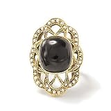 Size 8.5 14k Black Onyx Ring With White Pearl Border