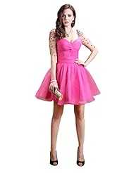  Organza/Tulle Elbow Length Sleeves Homecoming Dress/Mini Dress  With Rhinestones