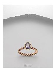 Purple Colored Enamel Ring In Brass