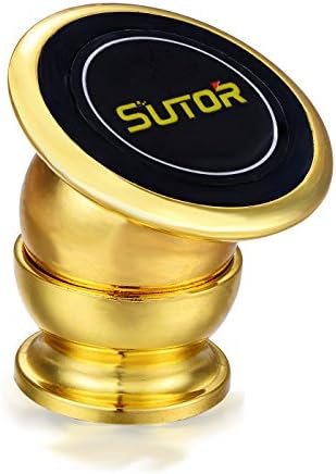 Sutor Magnetic Cell Phone Holder 360 Degree Rotatable Car Mount for Cell Phones on Any Flat Surface (Gold)