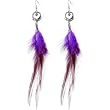 Exotic Romance Heart Purple Feather Earrings