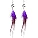 Exotic Romance Heart Purple Feather Earrings