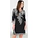London Times Black & White Placement Print Dress BLACK/WHITE 10 Avg Ms