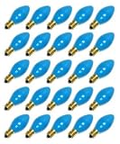 Sky Blue C7 Candelabra Screw (E12) Base Ceramic Christmas Holiday Light Bulb Replacement 25 Pack