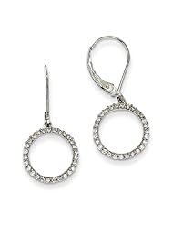 14k White Gold Leverback Circle Earrings. Carat Wt- 0.33ct. Metal Wt- 1.75g