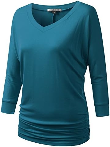 URBANCLEO PLUS Size Womens Dolman Top 3/4 Sleeves V-Neck Tee TEAL XXXLARGE
