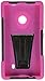 Eagle Cell PHNK521YSTHPKBK HypeKick Hybrid Protective Gummy TPU Case with Kickstand for Nokia Lumia 521 - Retail Packaging - Hot Pink/Black