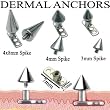 316L Surgical Steel Surface Anchors with Spike End, 3mm - Sold as a Pair