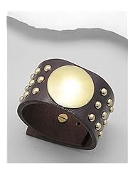 Saddle Brown Leather Bracelet In White Base