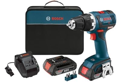 Bosch DDS182-02 18-volt Brushless 1/2-Inch Compact Tough Drill/Driver with 2.0Ah Batteries, Charger and Case