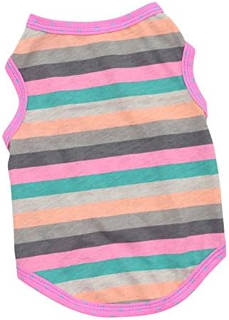 JZN Dog Puppy Shirt Summer Rainbow Stripe Pet Shirt Dog Cat Costume Clothing