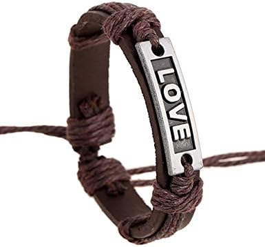 New Vintage Exotic Style Multilayer Knit Leather Rope Chain Charismatic Bracelet(Love)