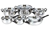 HDS Trading Cookware Set 12 Piece Stainless Steel Finish - HDS Trading CS10347