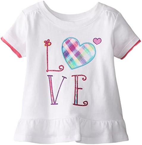 The Children's Place Baby Girls' Short Sleeve Peplum Top, White, 9 12 Months