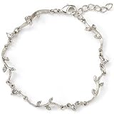 Floral Garland Silver Crystal Bracelet