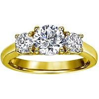 18K Yellow Gold 3 Three Stone Round Brilliant Diamond Ring (1 cttw, GH/I1) - Size 8