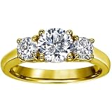 14K Yellow Gold 3 Three Stone Round Brilliant Diamond Engagement Ring (1 cttw, GH/I1)