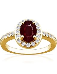 18K Yellow Gold Cushion Cut Ruby Ring With Sidestones (GIA Certificate)