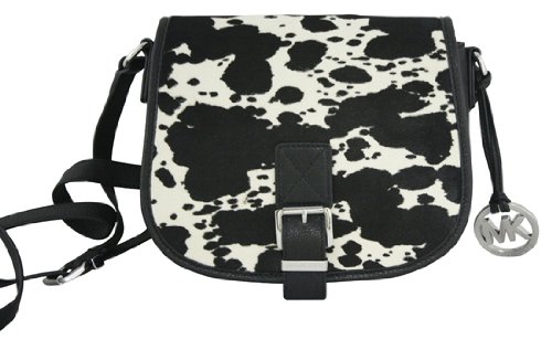 Michael Kors Calf Hair Medium Messenger Saddle Bag Black