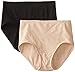 Bali Women's Shapewear Briefs Light Control 2-Pack, Black/Nude, Medium