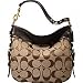 Authentic Coach Zoe Handbag - Large Khaki Signature Mahogany Brown Hobo Bag 12674