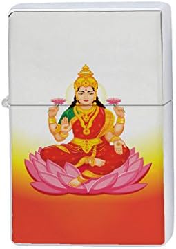 Hindu Goddess Lakshmi Silver Flip Top Lighter