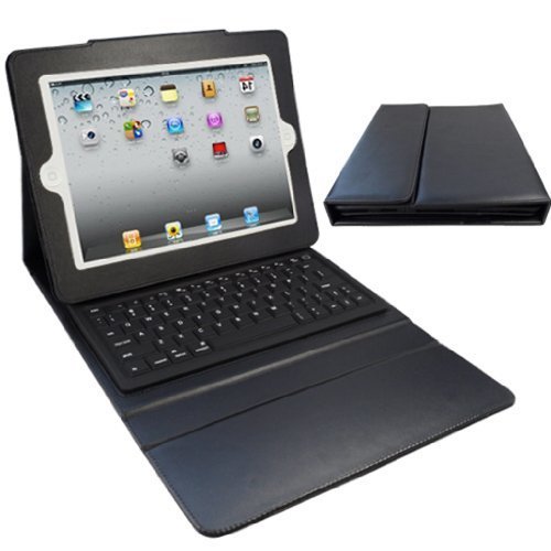 GLYBY-Folding Leather Protective Case Wireless Bluetooth Keyboard For Ipad/Ipad 2/Ipad3 - Black
