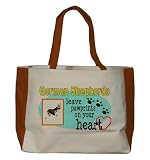 German Shepherds Leave Paw Prints on your Heart Large BELLA TOTEBAG w/ pockets (Choice of Colors)