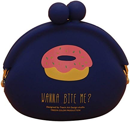 Youngmars Doll Series Silicone Macarons Color Mini Wallet Girl's Coin Purse (Blue Donut)