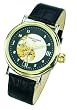 Charles Hubert Paris - Men's Premium Partial Skeleton Dress Watch with White and Black Face-plate, and Silver-tone Accents