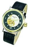 Charles Hubert Paris - Men's Premium Partial Skeleton Dress Watch with White and Black Face-plate, and Silver-tone Accents