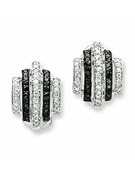 0.6 Carat 14K White Gold Completed Black & White Diamond Vintage Earrings
