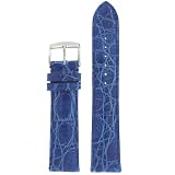Watch Band Genuine Crocodile Blue Padded Built-In Spring Bars 16 millimeter