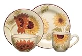 Gibson Garden Flower 16-Piece Handpainted Durastone Dinnerware Set