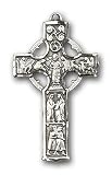  : Sterling Silver Celtic Cross Pendant with Stainless Silver Heavy Curb Chain 24 inch