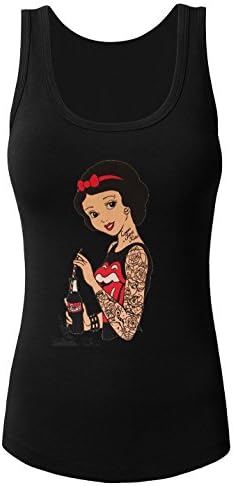 Snow white Tattoos Disney Punk women's sexy Tank Tops Black vest Small