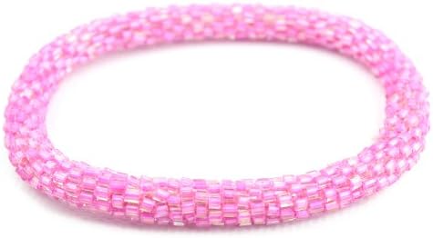 Solid Colors Nepal Bracelets Hand Made Roll On Glass Beaded Bracelet F