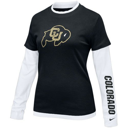 Buy Nike Colorado Buffaloes Ladies Black 2-in-1 Long Sleeve T-shirt by Nike
