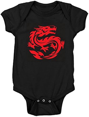 Royal Lion Infant Bodysuit Dark Tribal Red Dragon - Black, 18 to 24 Months