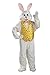 Adult White Easter Bunny Costume With Mascot Head and Yellow Vest