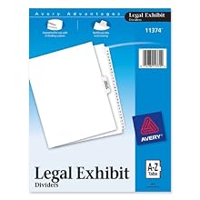 Avery-Style Premium Collated Legal Index Exhibit Dividers, A-Z and Table of Contents, Side-Tab, 8.5 x 11-Inches, 1 Set (11374)