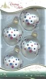 Set of 4 60's Style Flower Power Glass Ball Christmas Ornaments 2.5