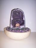 Aqua Amethyst Geode Fountain With Light And Crystal Sphere.