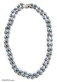 Pearl choker, 'Black Glow' 0.4 W 16.9 L