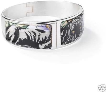 Bilston Battersea Enamels - Bangle Bracelet - Panther Silver Clasp
