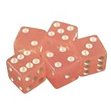 Set of 5 Dice 16mm Glow in the Dark - Peach Pink