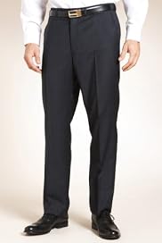 Pure Wool Flat Front Check Trousers [T15-1944-S]