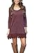 Our Precious Women's Casual Long Sleeve Lace Hem A-Line Shirt Dress Tunic Tops Burgundy M