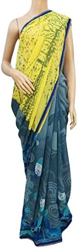 Bollywood Saree Blue Georgette Sari With Blouse Saree Traditional Women Clothing